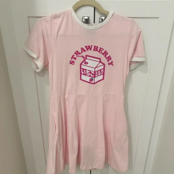 Hot Topic Pink Strawberry Milk Dress - Picture 2 of 6